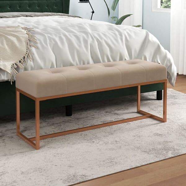 vidaXL Bänk beige 110x36x45 cm sammet Beige