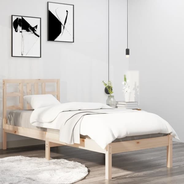 vidaXL Sängram massivt trä 90x190 cm Brun