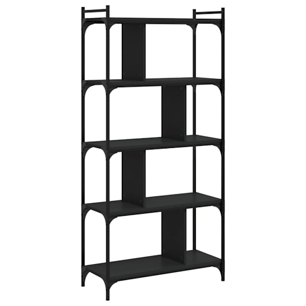 vidaXL Bokhylla 5 hyllplan svart 76x32x158 cm konstruerat trä Svart