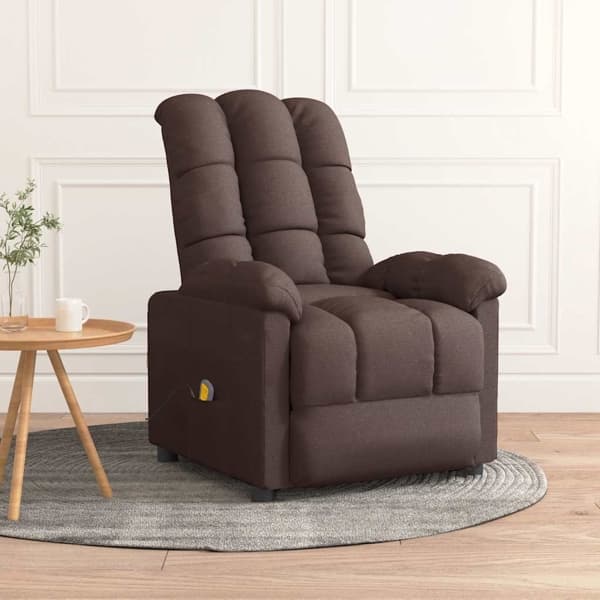 vidaXL Massagefåtölj mörkbrun tyg Brun