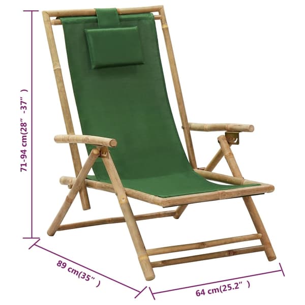 vidaXL Fällbar fåtölj grön bambu och tyg Grön