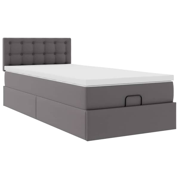 vidaXL Ottoman sängram med madrass grå 90x190 cm konstläder Grå