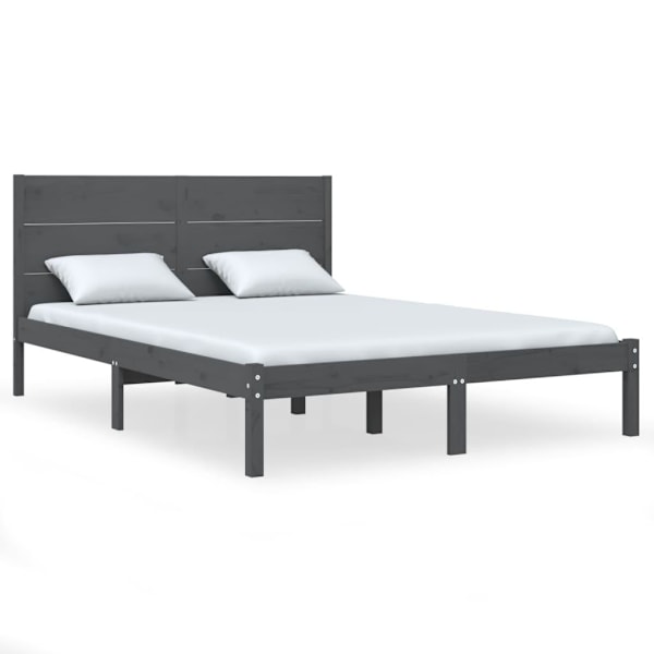 vidaXL Sängram grå massiv furu 120x200 cm enkelsäng Grå