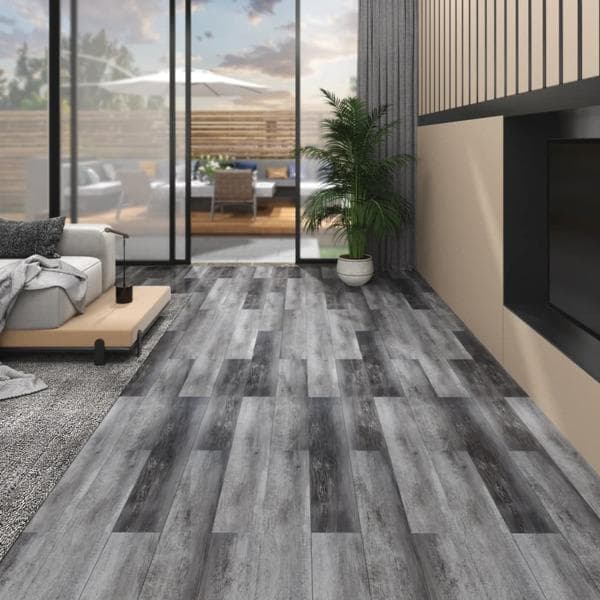 vidaXL Ej självhäftande PVC-golvplankor 4,46 m² 3 mm glansig grå grå