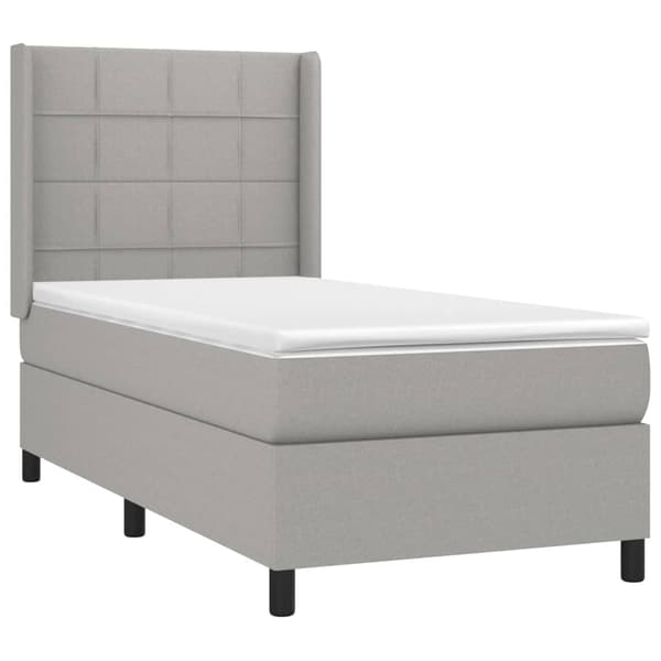 vidaXL Ramsäng med madrass ljusgrå 90x200 cm tyg Grå