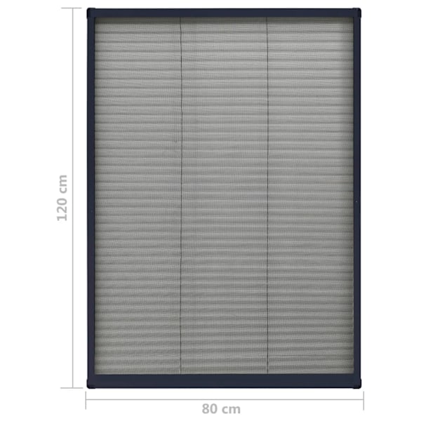 vidaXL Plisserat insektsnät för fönster aluminium antracit 80x120 cm Antracit