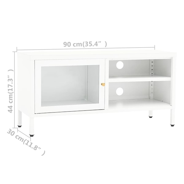 vidaXL TV-bänk vit 90x30x44 cm stål och glas Vit