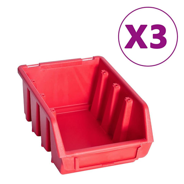 vidaXL Sortimentlådsats med väggpanel 8 delar röd och svart Röd