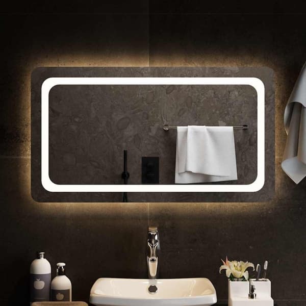 vidaXL Badrumsspegel LED 90x50 cm Transparent