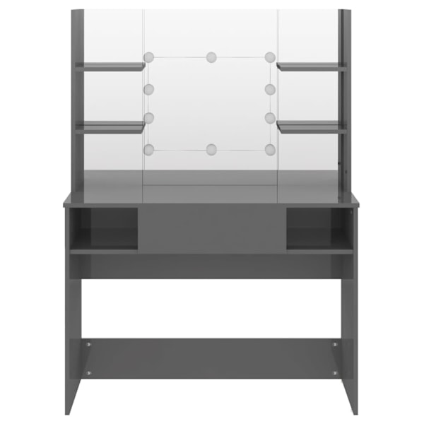 vidaXL Sminkbord med LED-belysning 100x40x135 cm MDF grå grå