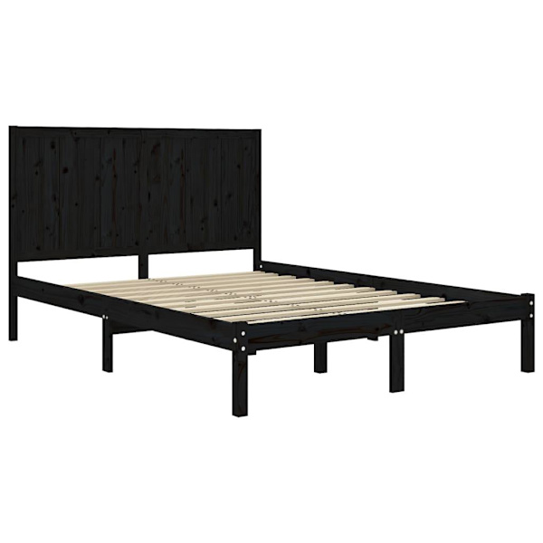 vidaXL Sängram svart massiv furu 120x200 cm Svart