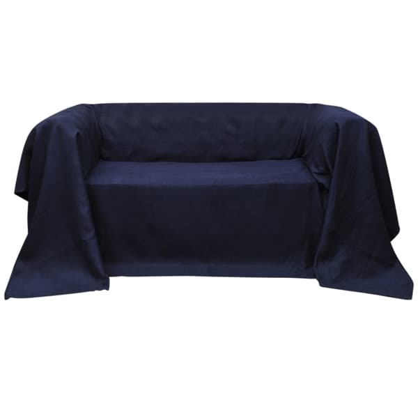 vidaXL Sofföverdrag i micromocka marinblå 140 x 210 cm Blå