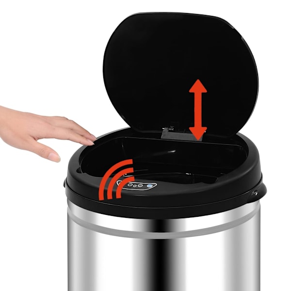 vidaXL Soptunna med automatisk sensor 50 L rostfritt stål Silver