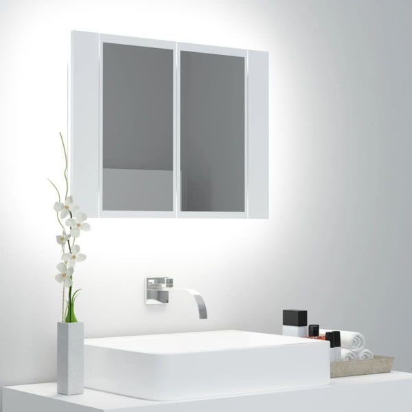 vidaXL Spegelskåp med LED vit 60x12x45 cm akryl Vit