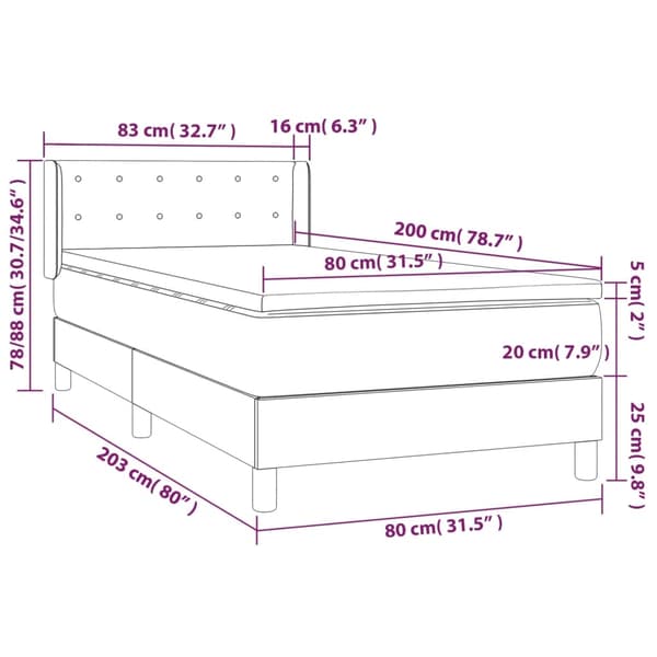 vidaXL Ramsäng med madrass blå 80x200 cm tyg Blå
