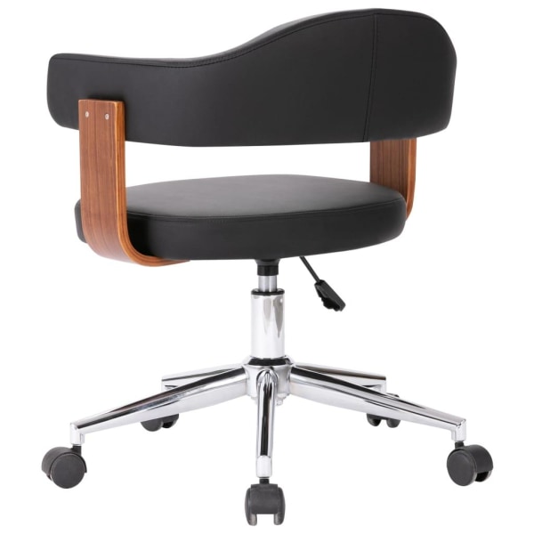 vidaXL Snurrbar kontorsstol svart böjträ och konstläder Svart