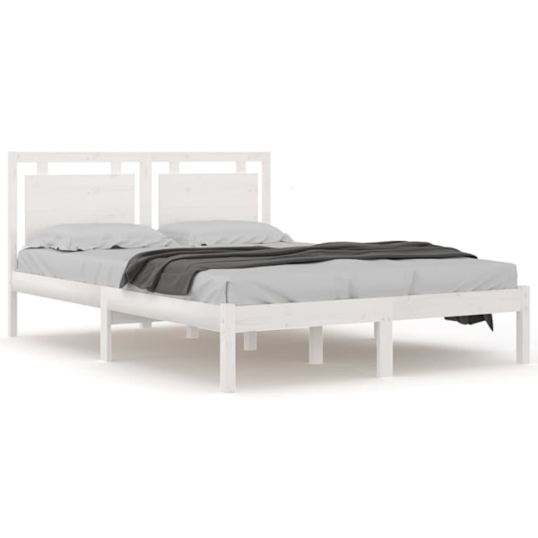 vidaXL Sängram vit massivt trä 150x200 cm Vit