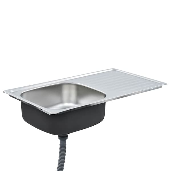vidaXL Diskbänk med sil och vattenlås rostfritt ståls Silver