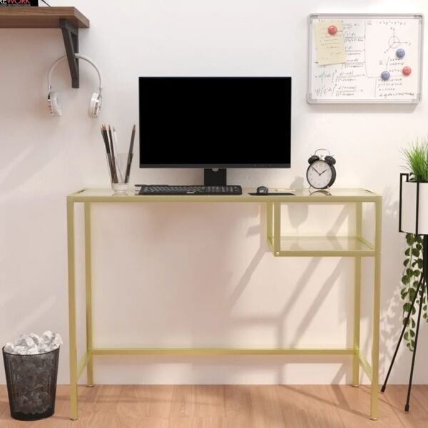 vidaXL Datorbord genomskinlig 100x36x74 cm härdat glas Transparent