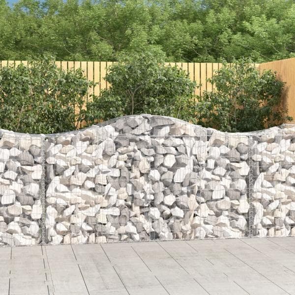 vidaXL Gabioner bågformade 4 st 200x50x100/120 cm galvaniserat järn Silver