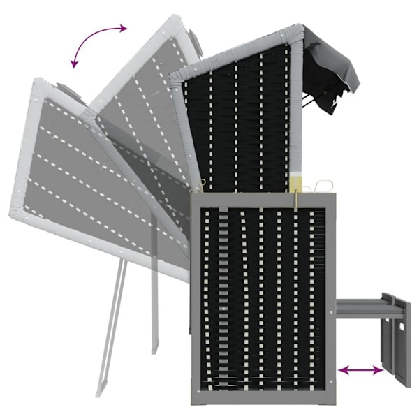 vidaXL Strandkorg med dyna konstrotting och massivt trä antracit Antracit