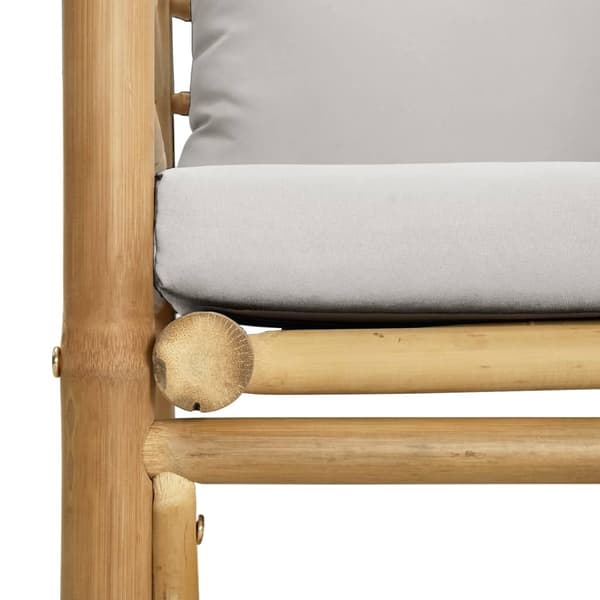 vidaXL Loungegrupp 8 delar ljusgråa dynor bambu Brun