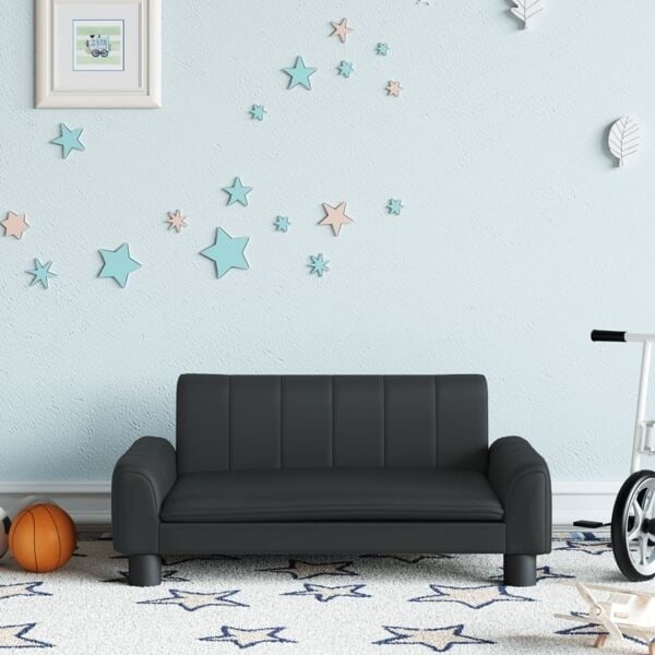 vidaXL Barnsoffa svart 70x45x30 cm konstläder Svart