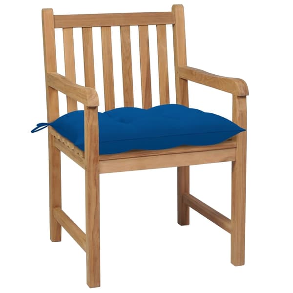 vidaXL Trädgårdsstolar med blåa dynor 4 st massiv teak Blå