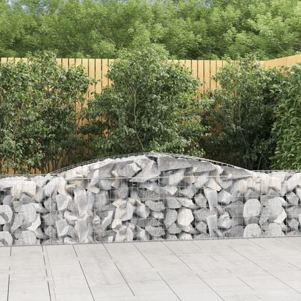 vidaXL Gabioner bågformade 3 st 400x50x60/80 cm galvaniserat järn Silver