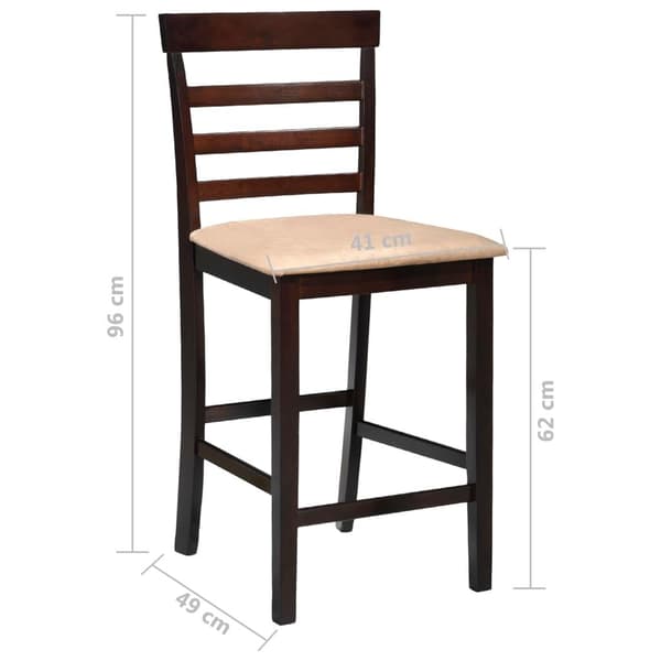 vidaXL Barstolar 2 st trä brun och beige Brun