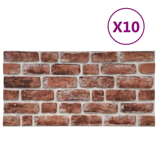vidaXL Väggpaneler 3D mörkbrunt tegel 10 st EPS Brun
