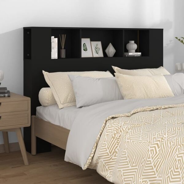 vidaXL Sänggavel med förvaring svart 140x18,5x104,5 cm Svart
