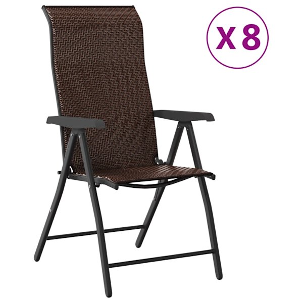 vidaXL Hopfällbara trädgårdsstolar 8 st brun konstrotting Brun