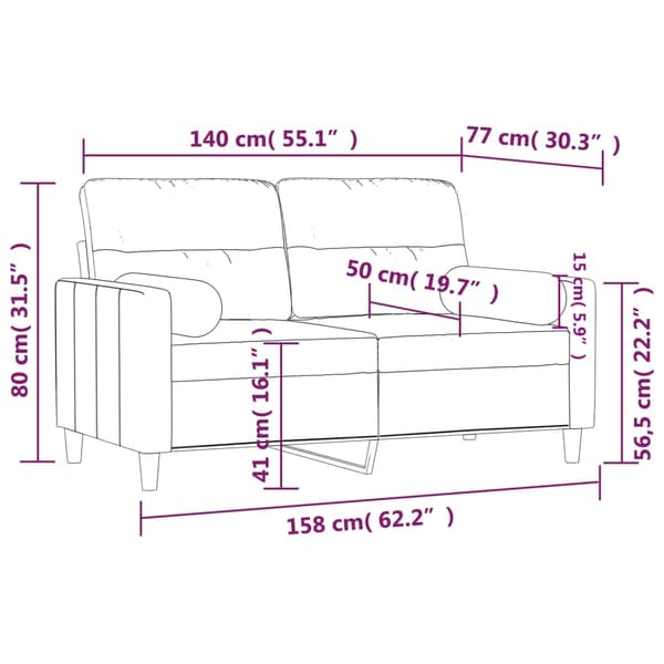vidaXL 2-sits soffa med prydnadskuddar brun 140 cm tyg Brun
