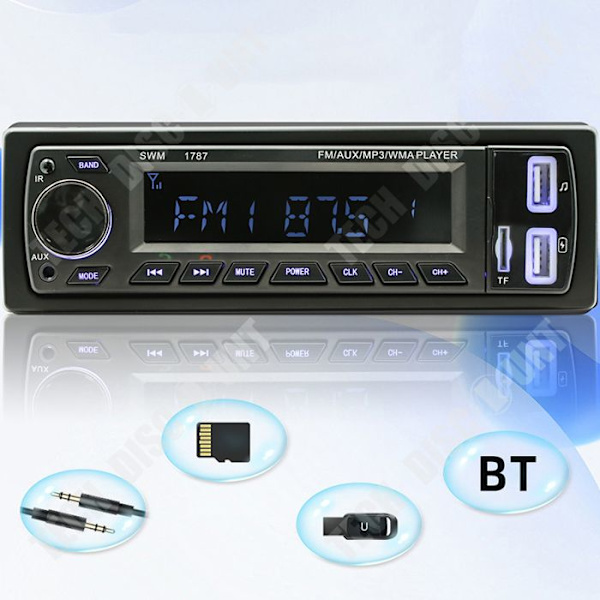 TD® Autoradio Bluetooth 12V MP3-afspiller smart bluetooth håndfri U-disk stik kort autoradio FM lydkvalitet uden tab.