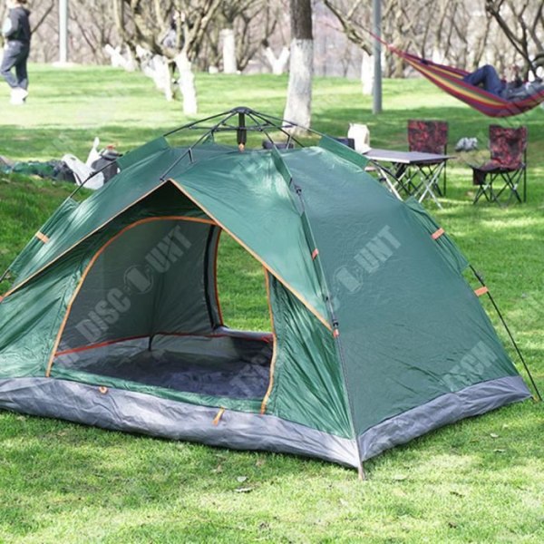 TD® Utomhustält camping 3-4 personer dubbel automatisk fjäderbelastad snabböppning camping sol strandtält regntätt