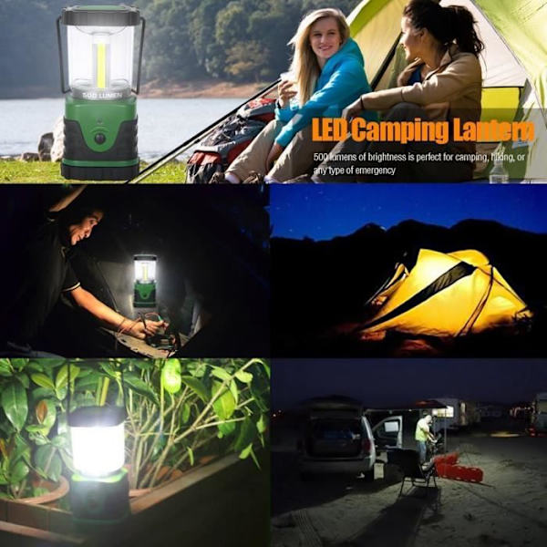 LCC® 500lm LED campinglanterne, ultra lysende lommelygte, nødbelysning, bærbar lampe til udendørs aktiviteter - grøn grön