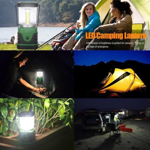 LCC® 500lm LED campinglykta, Ultra Bright Torch, Nödljus, Bärbar lampa för utomhusaktiviteter - Grön grön