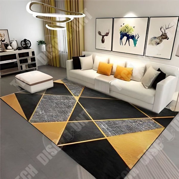 TD® Brun Matta Modern Mjuk Stor Storlek Vardagsrumsmatta Geometrisk Patchwork Gyllene Kort lugg Lätt att rengöra Area Matta 120*1