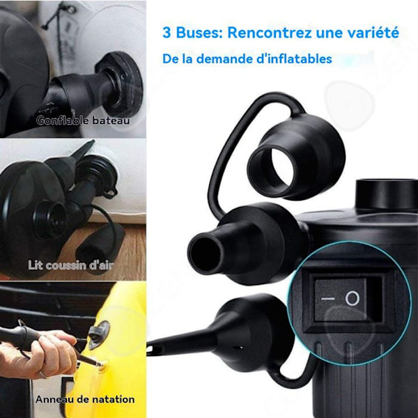 Elektrisk luftpumpe - CONFOZEN - 0,53 psi - 400 L/min - 2 i 1 - 3 adaptere