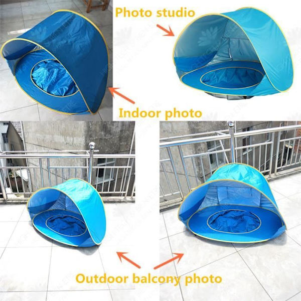HTBE® Babystrandtelt med parasol solbeskyttelse udendørs, foldbart, fin mesh, hurtig åbning