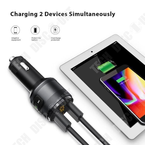 Huippuluokan FM Bluetooth-lähetin Langaton Radioadapteri Auto Hands-Free/QC3.0 Nopeasti Lataava Auton Laturi 2 Porttia
