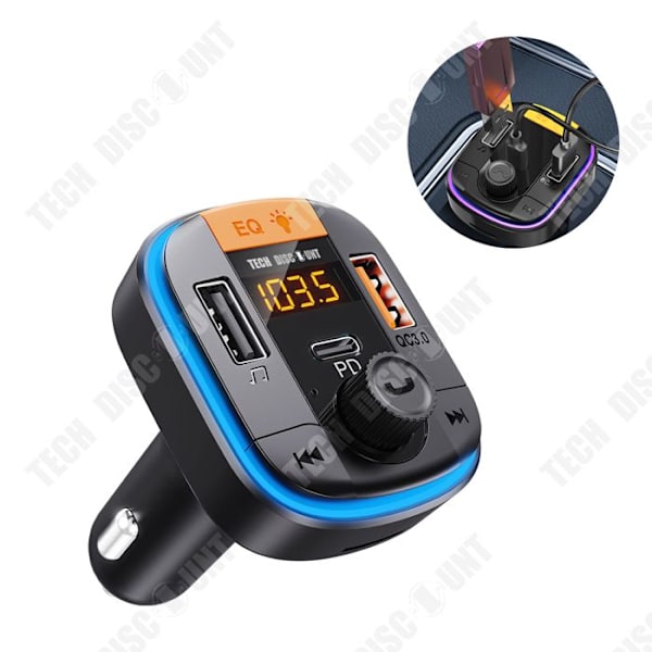 TD® Bluetooth FM-lähetin auto MP3-soitin bluetooth seitsemän väriä tunnelma hengitys lamppu QC3.0 pika lataus versio PD