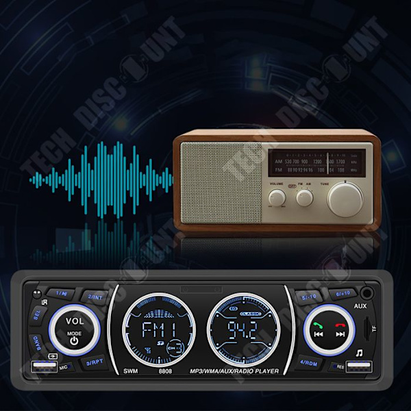 TD® Bluetooth-auto radiotaulukko 12V universaali auto MP3-soitin bluetooth handsfree plug kortti USB-radio musta