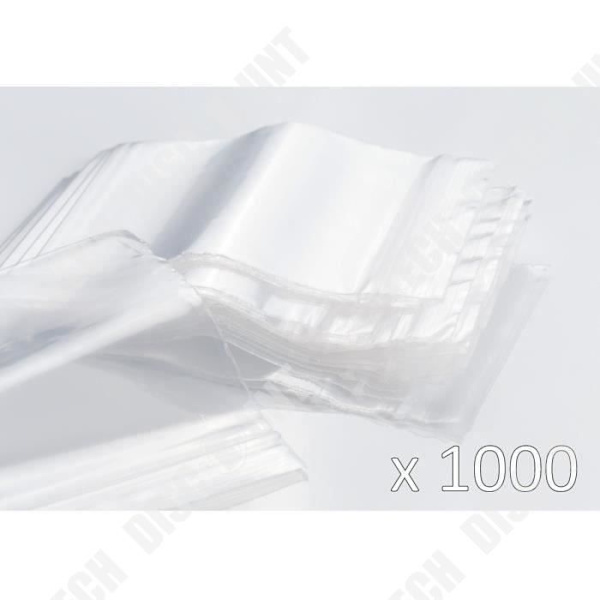 TD® Set med (10 x 100) 1000 genomskinliga plastpåsar med blixtlås -40 x 60 mm - 50 µ - Set med 1000 Multi-Use Lämplig för mat