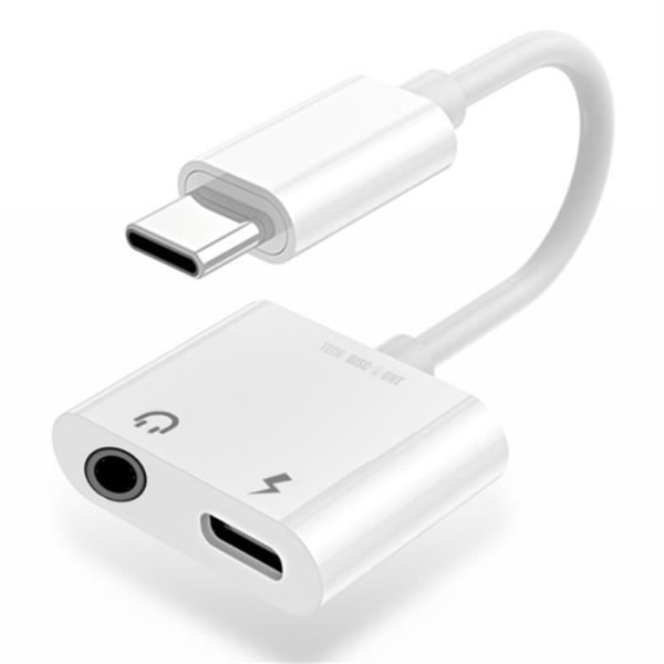 iPhone hörlursadapter snabbladdare USB + hona AUX jack port till Lightning laddning vit färg för telefoner utan jack