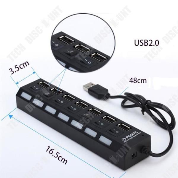 TD® Hub USB2.0 med uafhængig switch HUBUdvidelsesfordeler 7 bits Hub USB 7 hulrum