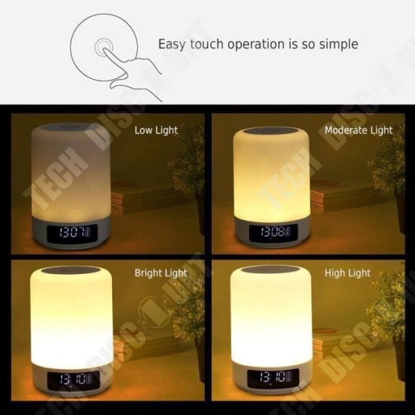 TD® Multicolor trådlös bluetooth-lampa högtalare kompatibel multifunktions LED-lampa 4 ljusstyrka intensiteter avkopplande atmosfär