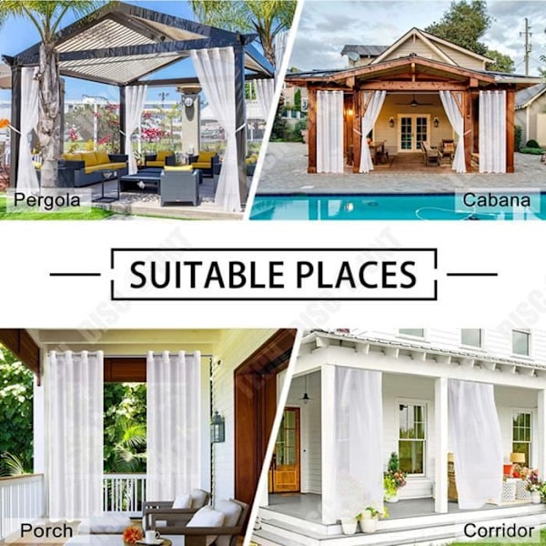 TD® 132*213cm Vita Vattentäta Gardiner utomhus Fönsterskärmar Modernt Gazebo Balkong Skärm Solskydd Vit Skärm Draperier