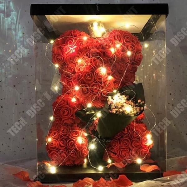 TD® Alla hjärtans dag konstgjord blomma odödlig björn blomma skum björn ros blomma björn presentförpackning kram björn